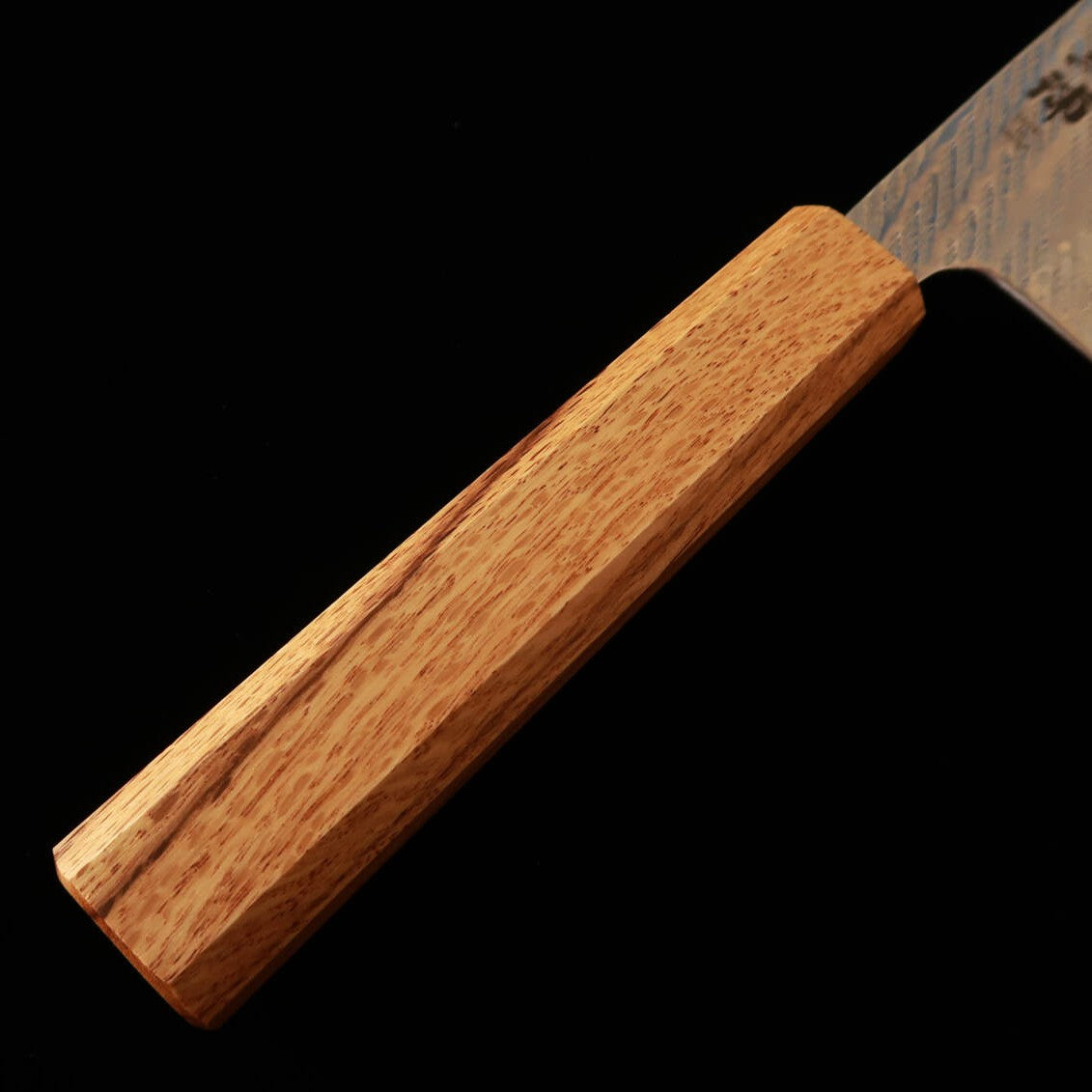 三浦MIURA 三徳 AUS10（10A）縄目ダマスカス 透明 樫八角柄（165mm）