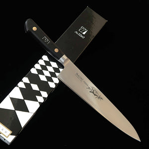 MISONO gyuto EU Carbon com gravação floral cabo laminado preto (210 mm)
