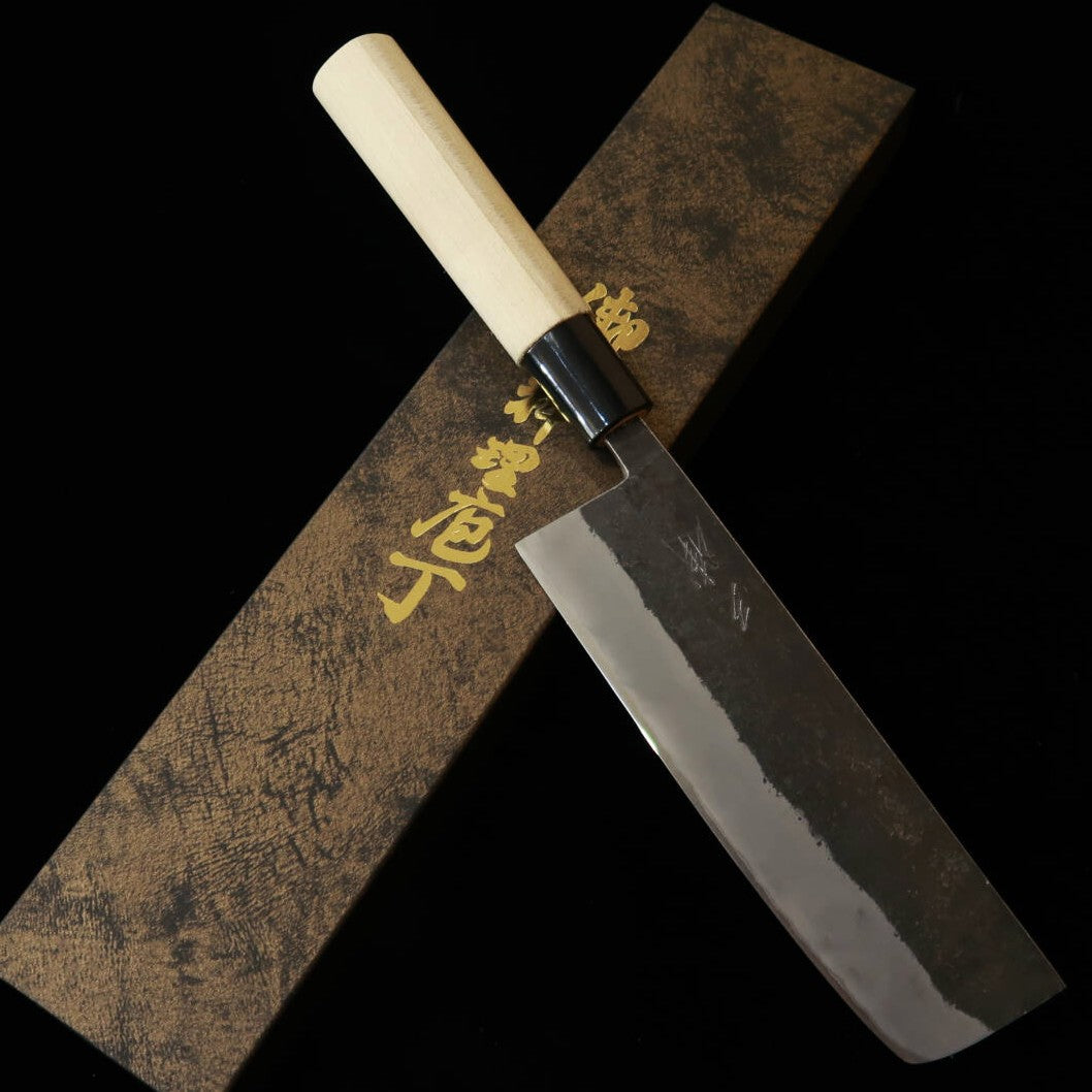 MIURA nakiri, aço Aogami nº 2, kuro-uchi, cabo em magnólia com reforço em plástico (165 mm)