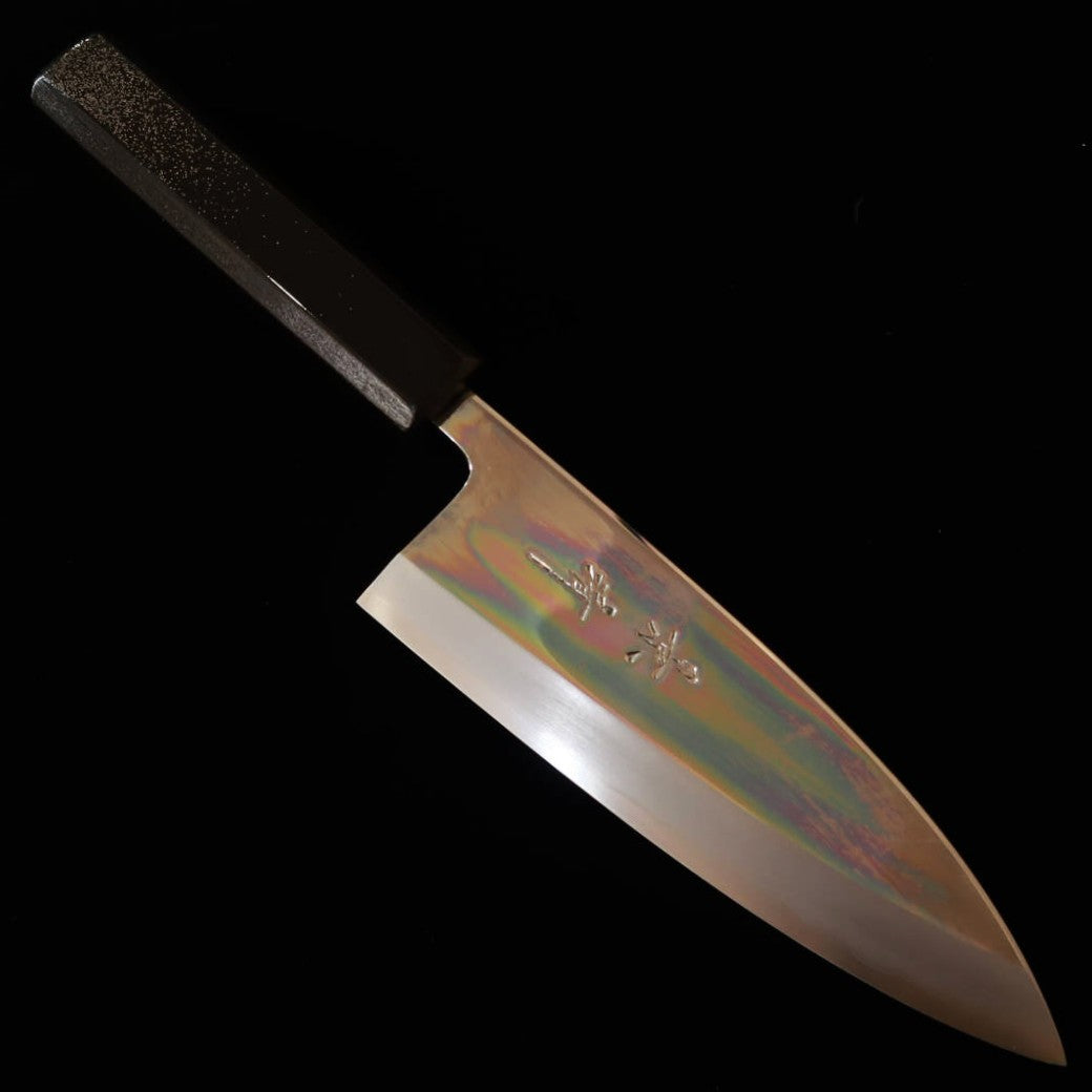 Couteau Deba Kagekiyo, acier Gin-Gami #3, manche laqué Hirame (moucheté), (165mm)
