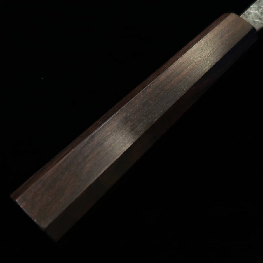 Tosa Muneishi Bunka Aço Azul No.2, acabamento martelado, lâmina preta, cabo octogonal em ébano (165mm)