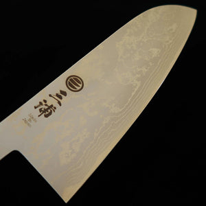 MIURA santoku, acier blanc, damas, manche octogonal en ébène (165 mm)