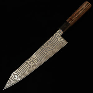 Hatsukokoro HATSUKOKORO Fuusen Kiritsuke Gingami nº3 Damasco ennegrecido, mango octogonal de wengué (210 mm)