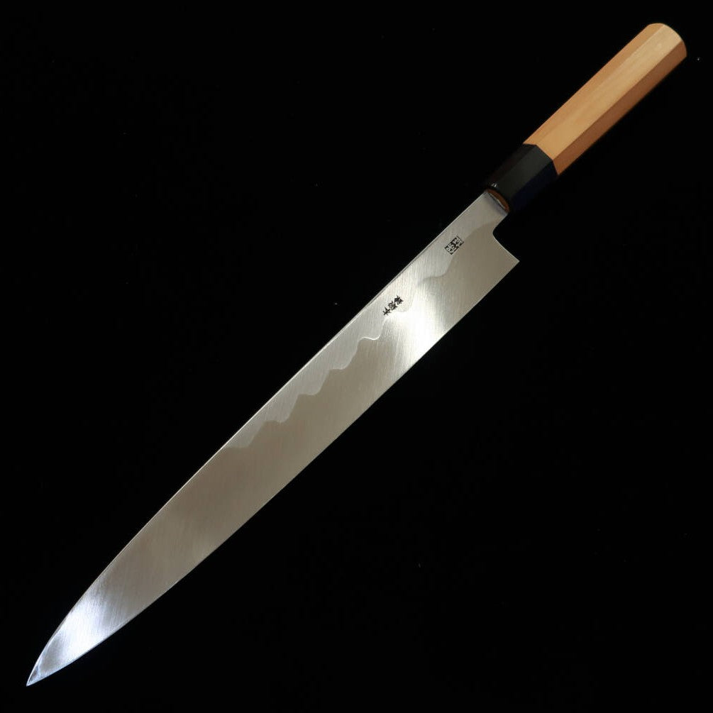 三浦 MIURA 柳刃 青紙一号 青波 鞘付き 一位水牛柄 （300mm）