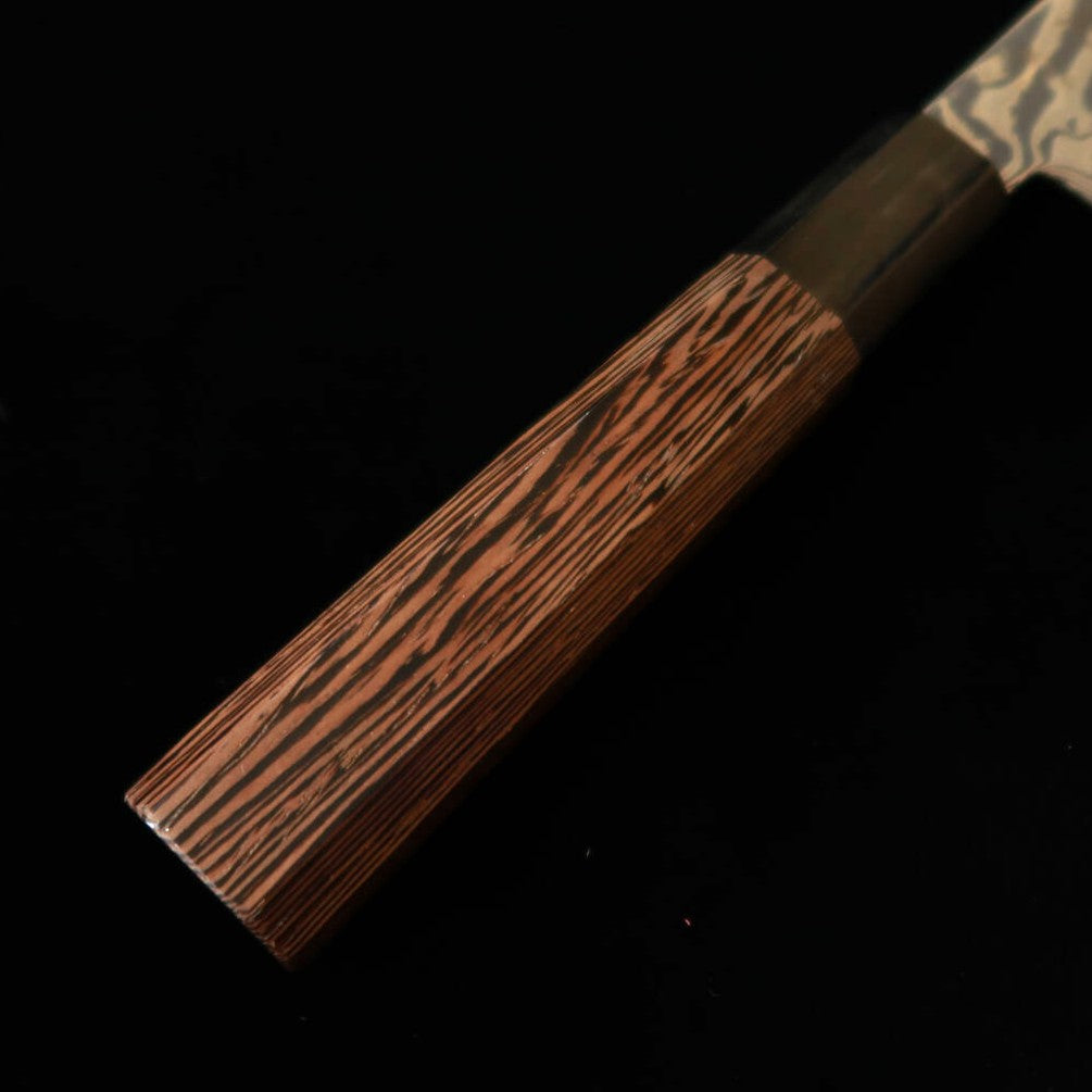 初心HATSUKOKORO 風船 切付 銀紙三号 黒染めダマスカス ウェンジ八角柄（210mm）