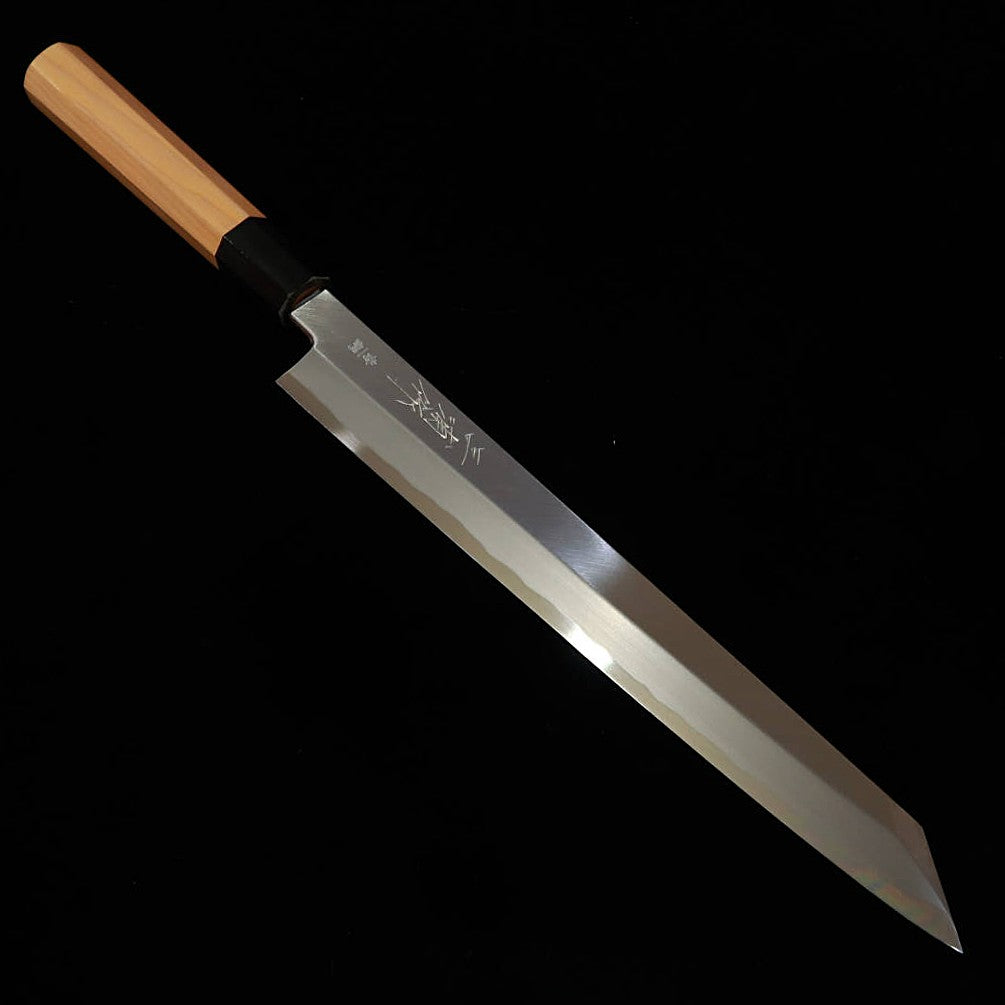 三浦 MIURA 切付柳刃 青紙一号 青波  一位八角柄 鞘付き（270/300mm）