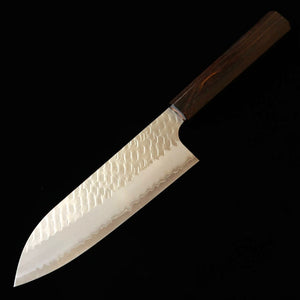 NIGARA Nitaka Hamono Santoku SG2 polida martelada cabo octogonal de ébano (180 mm)