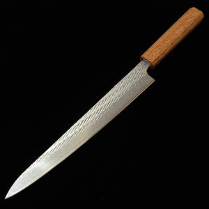 MIURA Miura, modelo “筋引” AUS10 (10A), damasco con patrón de cuerda, mango octogonal de roble transparente (240 mm)