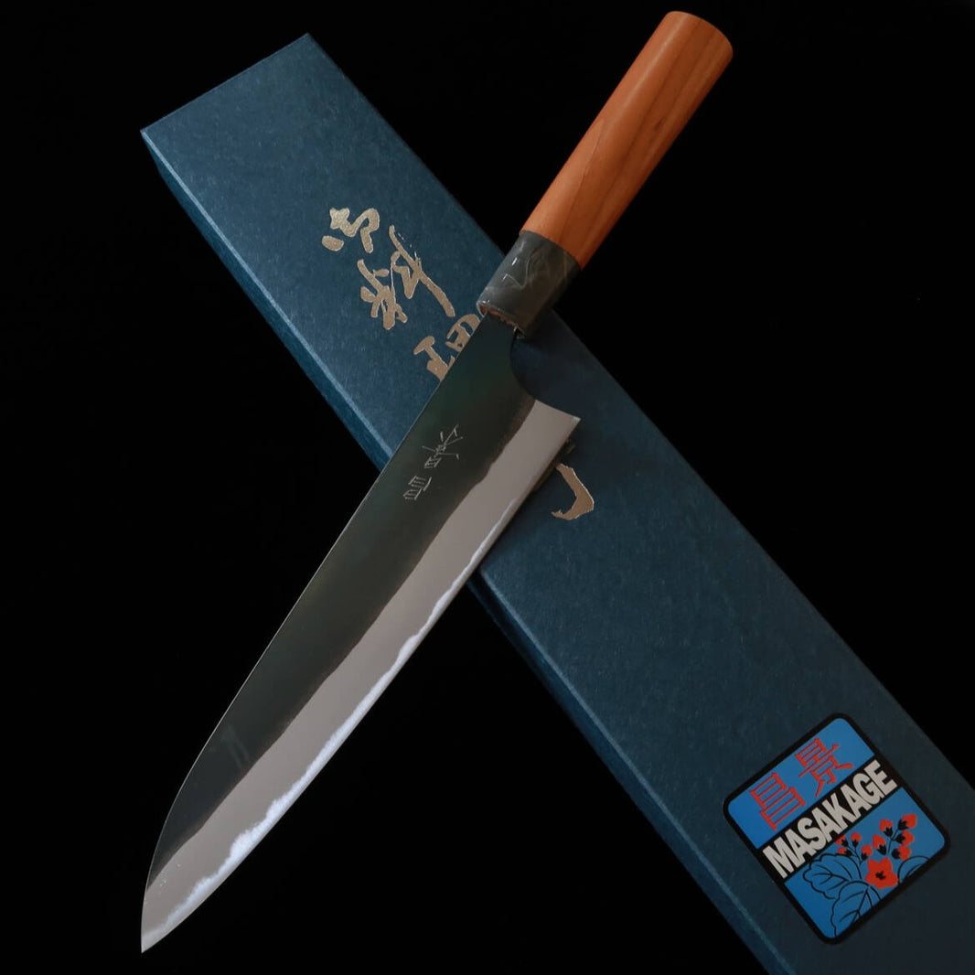 Masakage MASAKAGE Mizu Gyuto Aogami #2 Kurouchi, cabo de cerejeira americana (210mm)