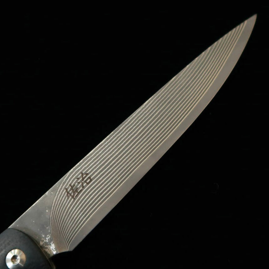 SAJI TAKESHI R2 couteau à steak pliant, Micarta noire (100 mm)