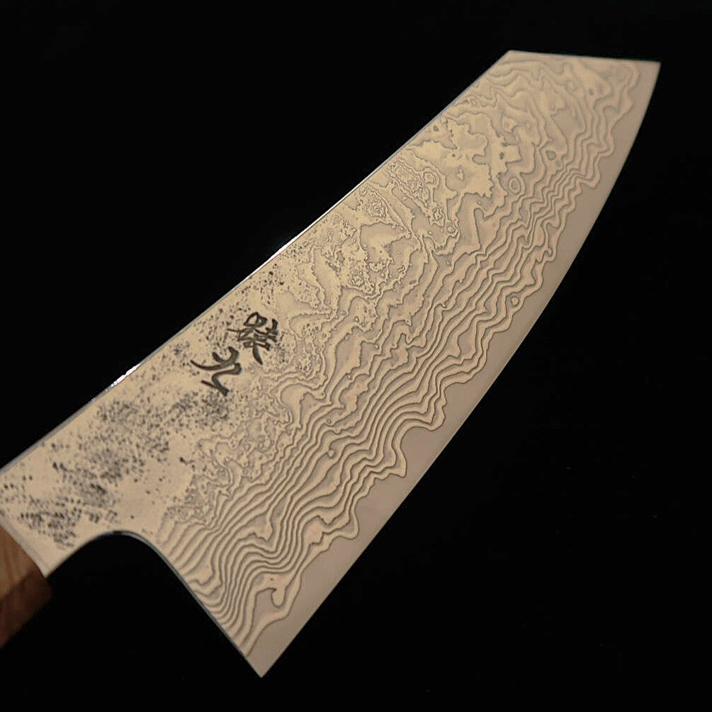 Enkyu Santoku Série Homura-gumo SG2 Damas Manche octogonal en loupe de bois de rose (165/180 mm)