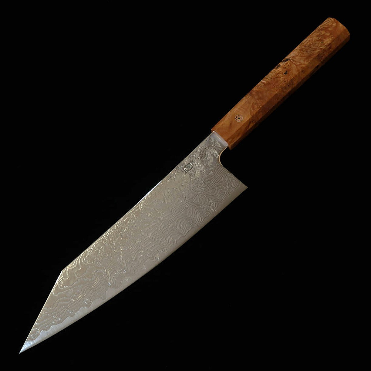 ENKYU Gyuto Honoo-Gumo Series, SG2 Damascus with Octagonal Karelian Birch Handle (210mm)