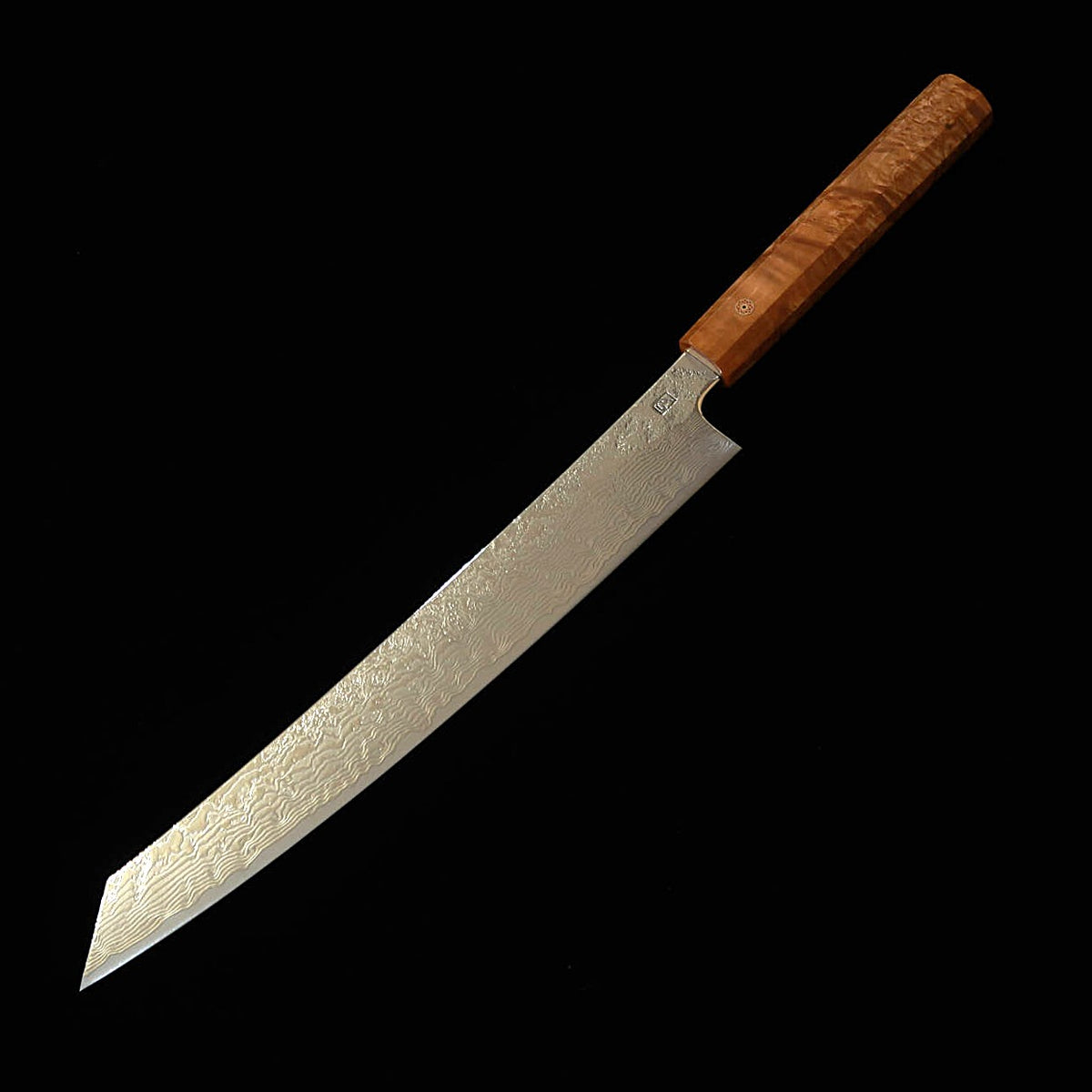 猿九 ENKYU 切付筋引 焔雲シリーズ SG2 ダマスカス 花梨瘤八角柄　（270ｍｍ）