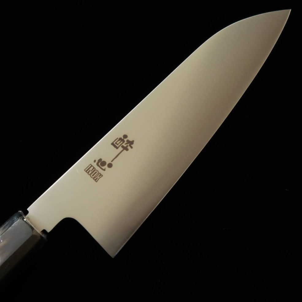 SUISIN Santoku, INOX Honyaki, Ichii Hexagonal Half-Circle Handle (180mm)