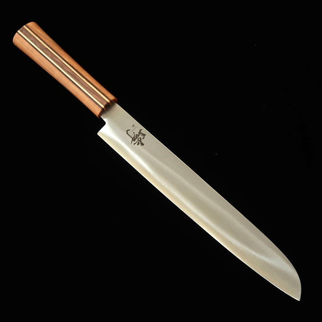 TANAKA - Shun (Majiro) - Couteau à pain forgé - Acier Ginsan (Gingami No.3) - Manche en érable, cerisier et noyer (240 mm)