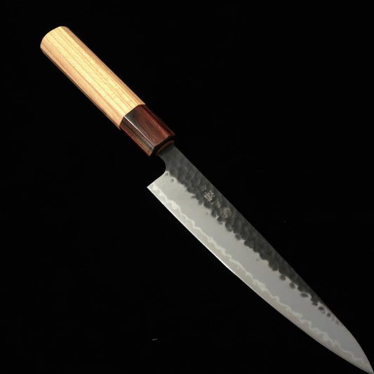 三浦MIURA ペティ 青紙スーパー 黒打ち鎚目 欅八角柄（150mm）