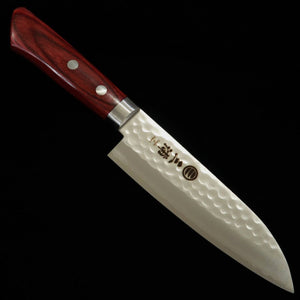 MIURA – Petit santoku VG1, martelé, manche résine rouge (135 mm)