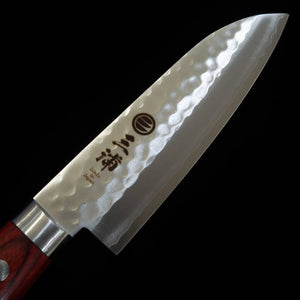 MIURA – Petit santoku VG1, martelé, manche résine rouge (135 mm)