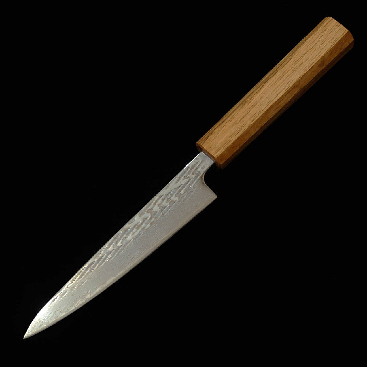 三浦MIURA ペティ AUS10（10A）縄目 ダマスカス 透明 樫八角柄（135mm）