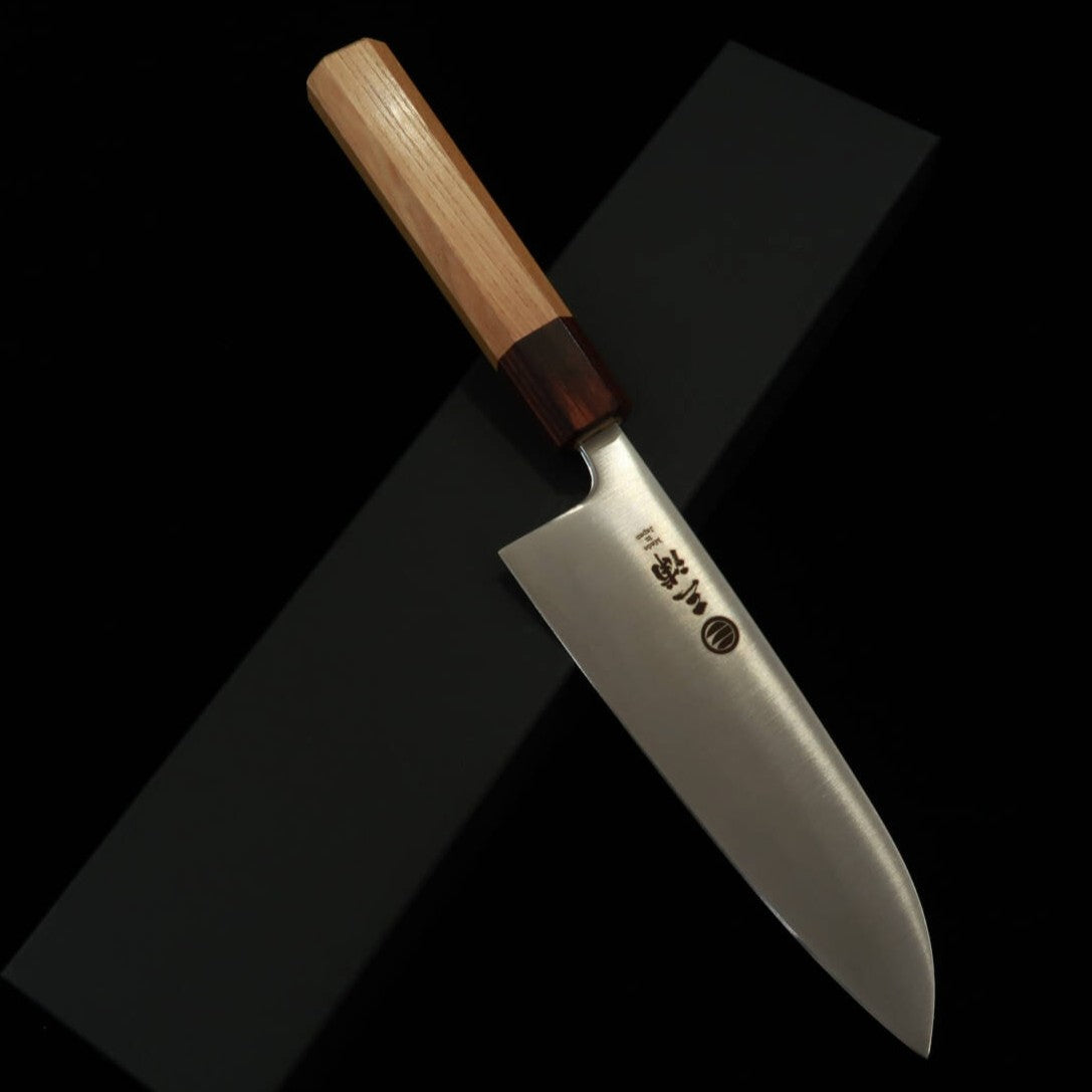 Miura MIURA Santoku Aogami Super pulido mango octogonal de olmo (165 mm)