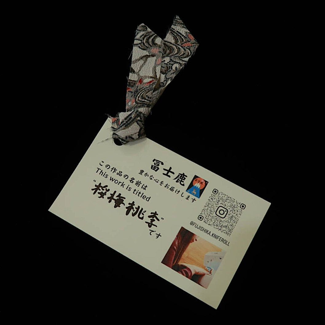 FUJISHIKA Knife Roll with Kimono Pattern, Cherry, Plum, and Peach (90 x 31 cm)