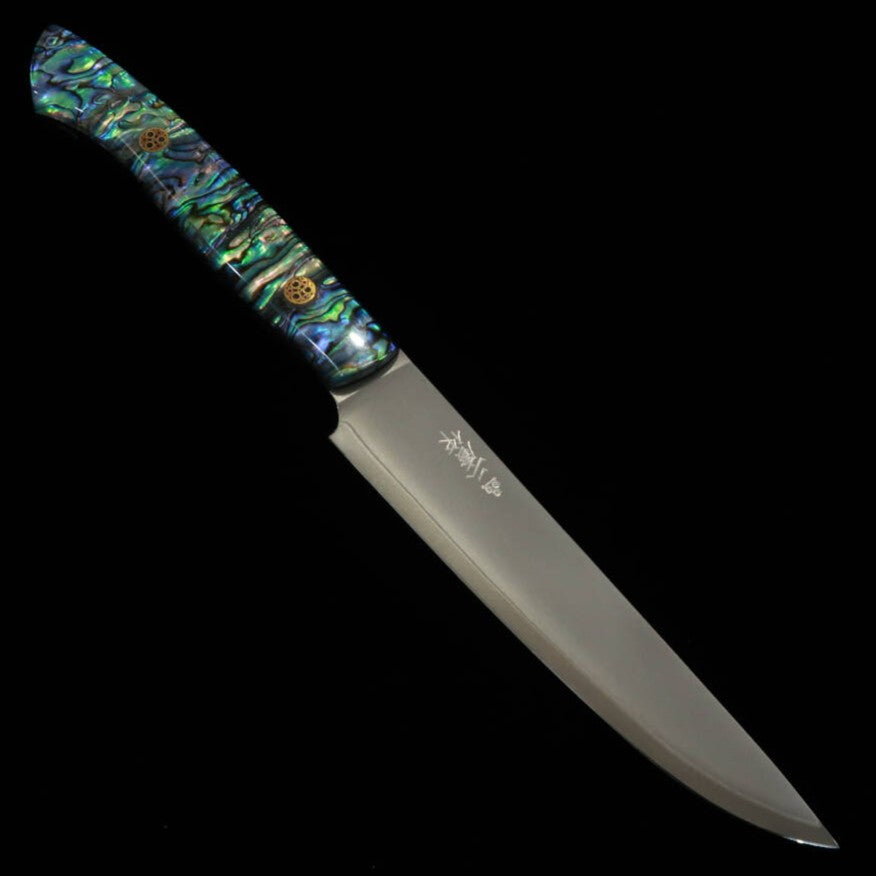 NIGARA forja de cuchillos, cuchillo para bistec SG2 mango con incrustaciones de nácar (130 mm)