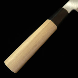 YOSHIHIRO – Couteau kenmuki, acier Shirogami n°2, manche rond en magnolia avec virole en corne de buffle (180 mm)
