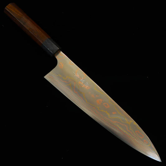 SAJI TAKESHI Aogami 2 Damas coloré Gyuto manche octogonal en bois de violette (210/240/270mm)