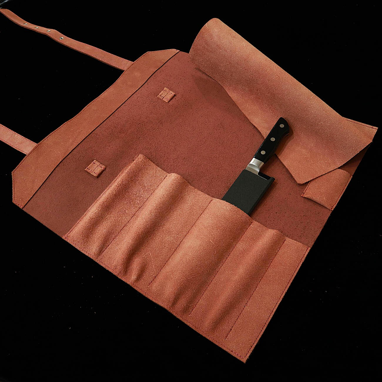 YOKU leatherworks　レザーナイフロール 床革レッド　鞄型　