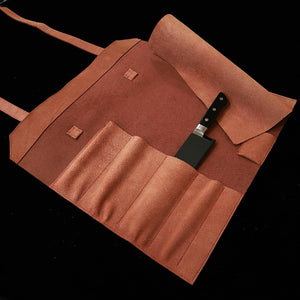 YOKU leatherworks porta-cuchillos de cuero tipo rollo, cuero partido rojo, formato maletín