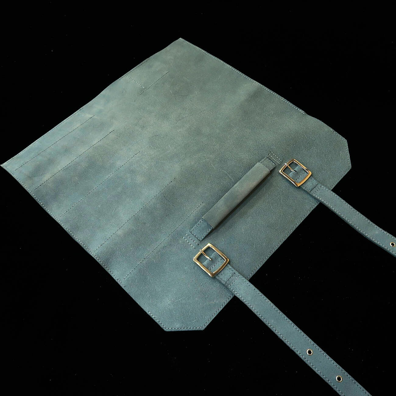 YOKU leatherworks　レザーナイフロール 床革ブルー　鞄型