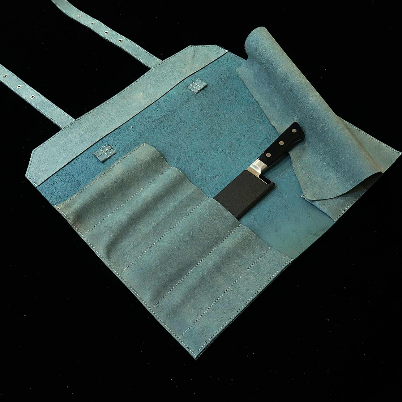 YOKU leatherworks　レザーナイフロール 床革ブルー　鞄型