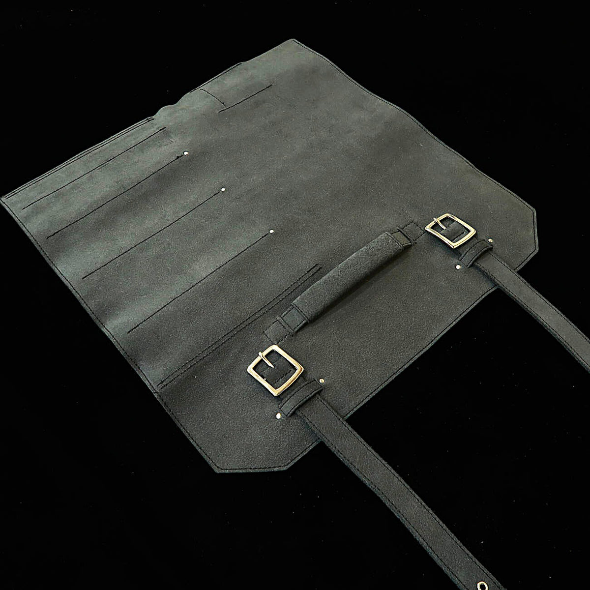 YOKU leatherworks – Funda enrollable para cuchillos de cuero, cuero de descarne negro, tipo maletín