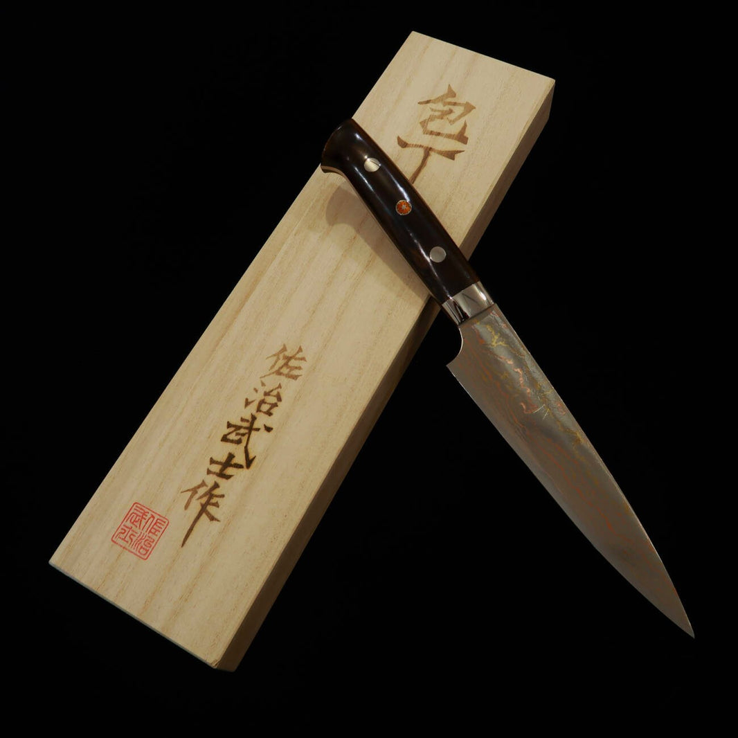Saji Takeshi SAJI TAKESHI Aogami nº2 Rainbow Damasco Petty Mango de ironwood (135/150 mm)
