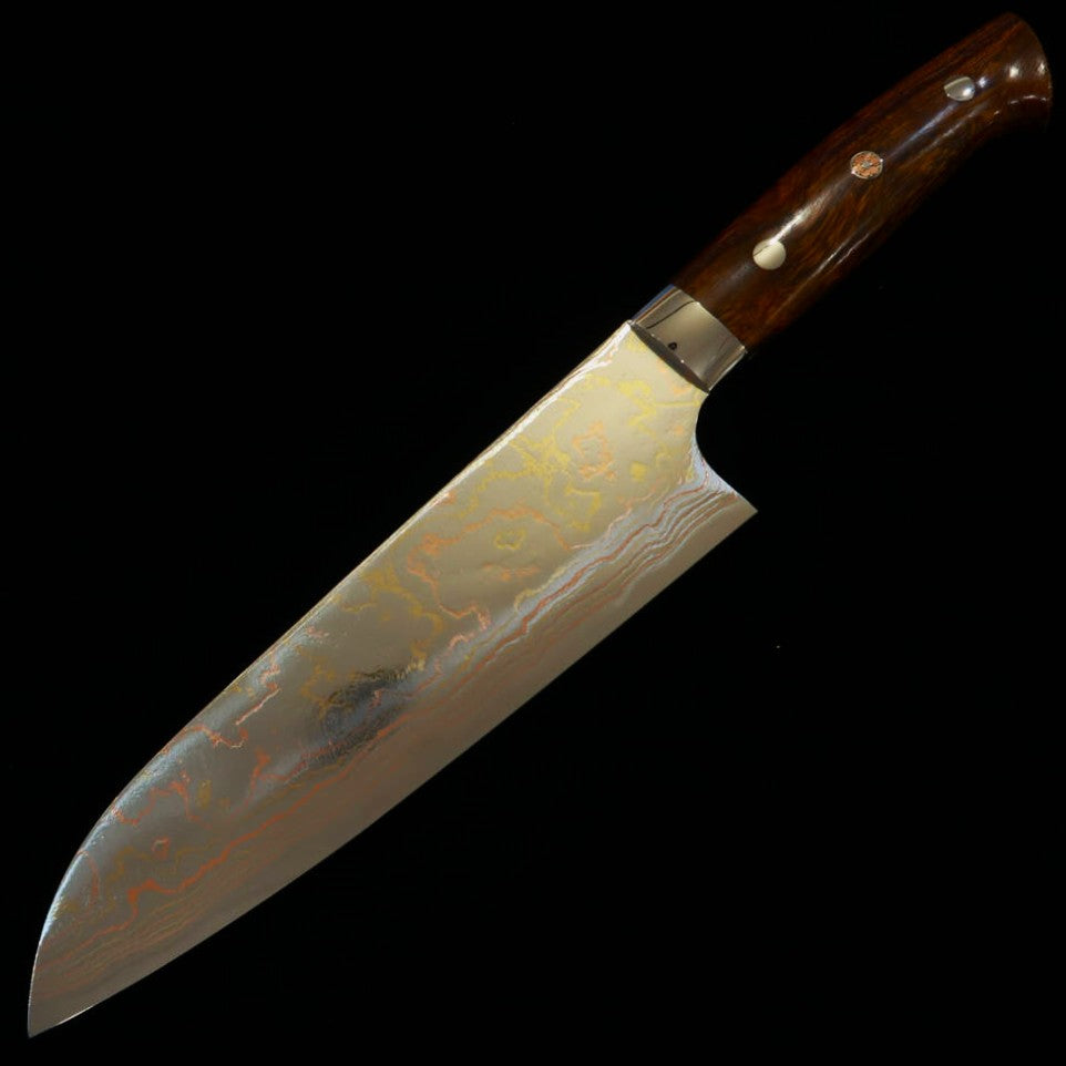 Saji Takeshi SAJI TAKESHI Aço Azul #2 Damasco Colorido Santoku Cabo de Ironwood (180mm)