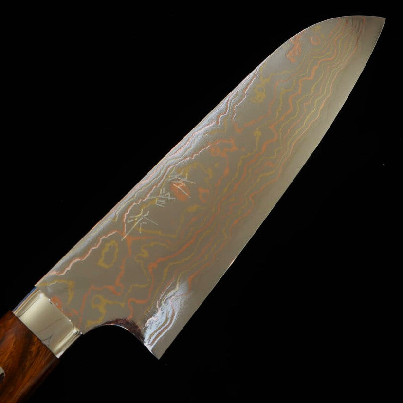 Saji Takeshi SAJI TAKESHI Aço Azul #2 Damasco Colorido Santoku Cabo de Ironwood (180mm)