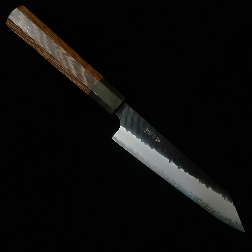 Nigara Hamono NIGARA petty tipo kiritsuke SG2, acabado martillado, negro forjado, mango octogonal de wengué (150 mm)