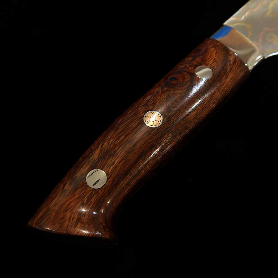 Saji Takeshi SAJI TAKESHI Aço Azul #2 Damasco Colorido Santoku Cabo de Ironwood (180mm)