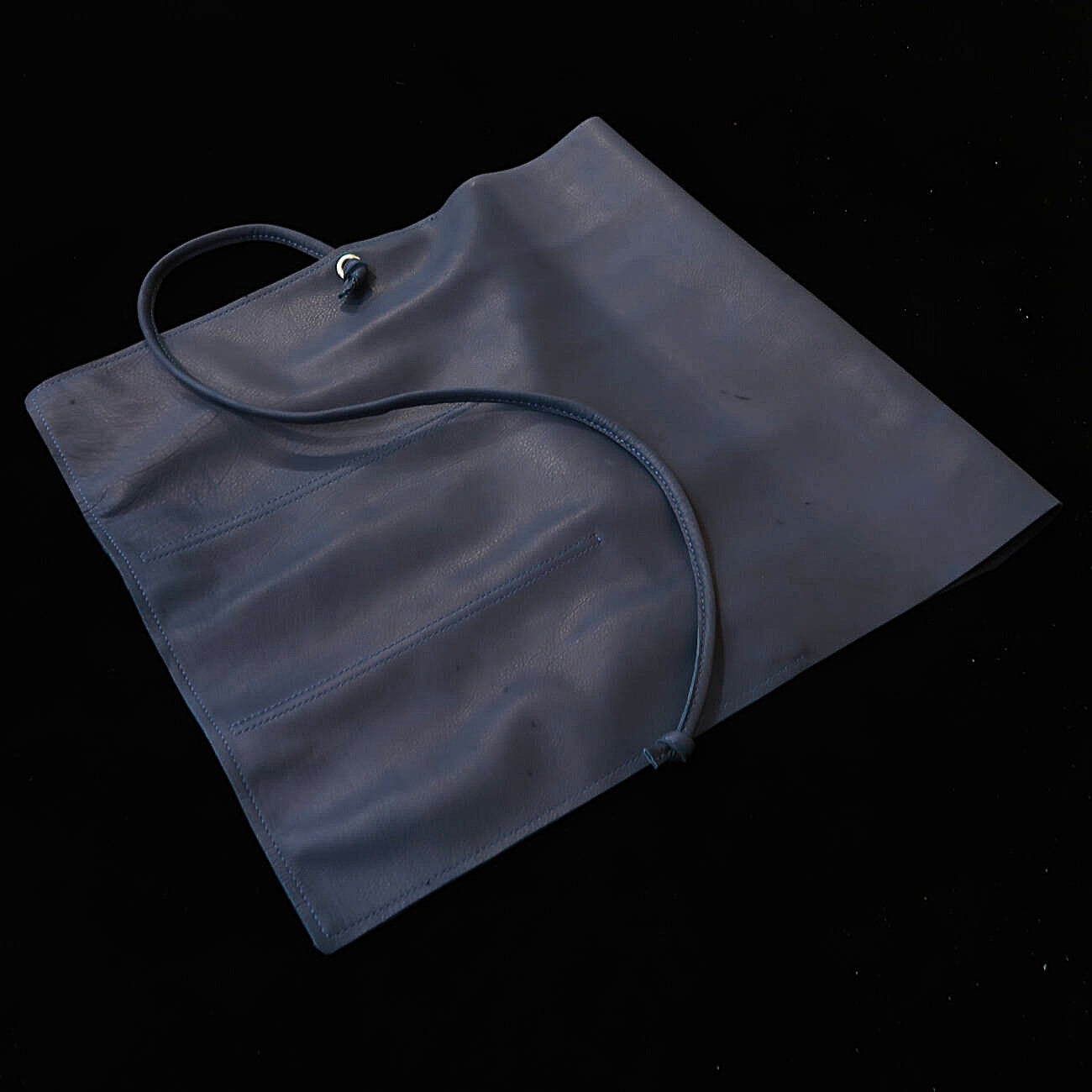 YOKU leatherworks　レザーナイフロール ネイビー　柔らか　