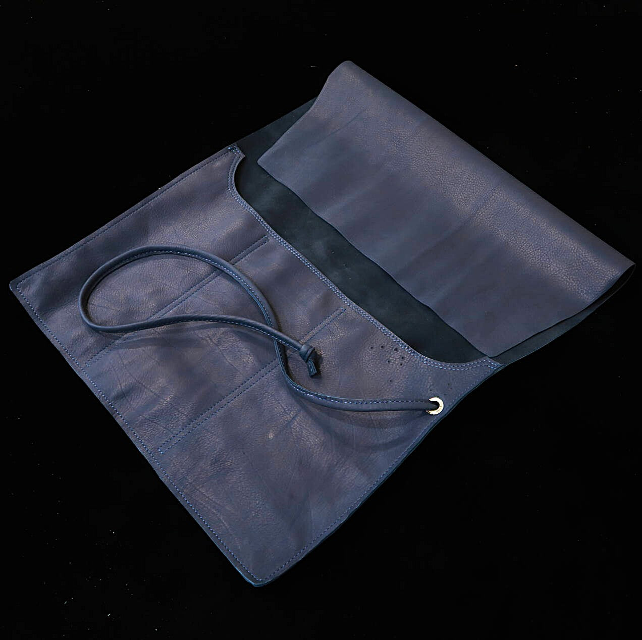 YOKU leatherworks　レザーナイフロール ネイビー　柔らか　