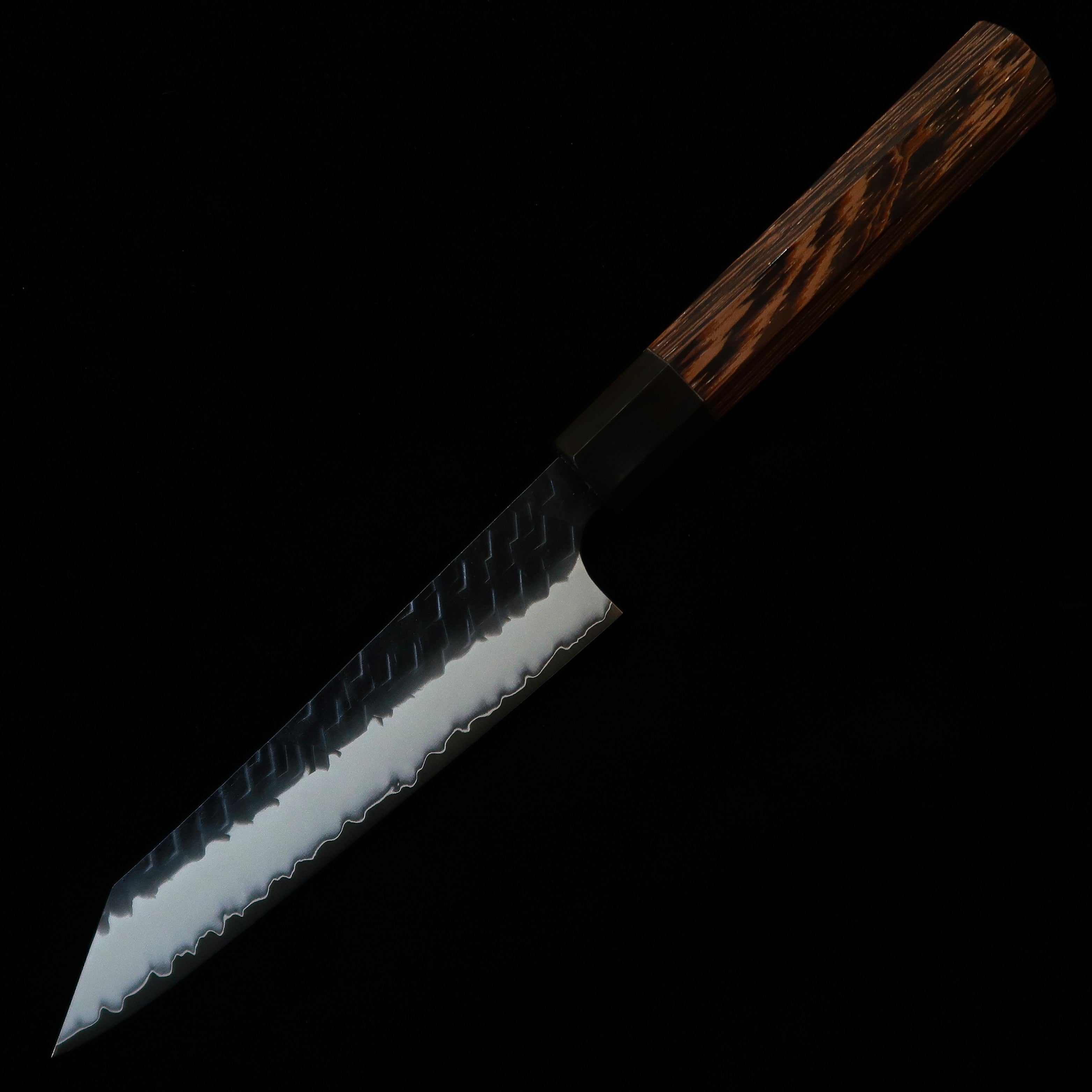 二唐刃物鍛造所 NIGARA 切付ペティ SG2 鎚目 黒打 ウェンジ八角柄