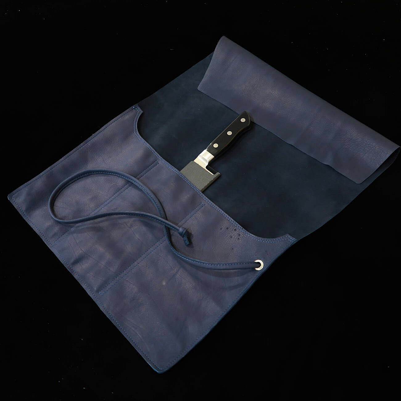 YOKU leatherworks　レザーナイフロール ネイビー　柔らか　