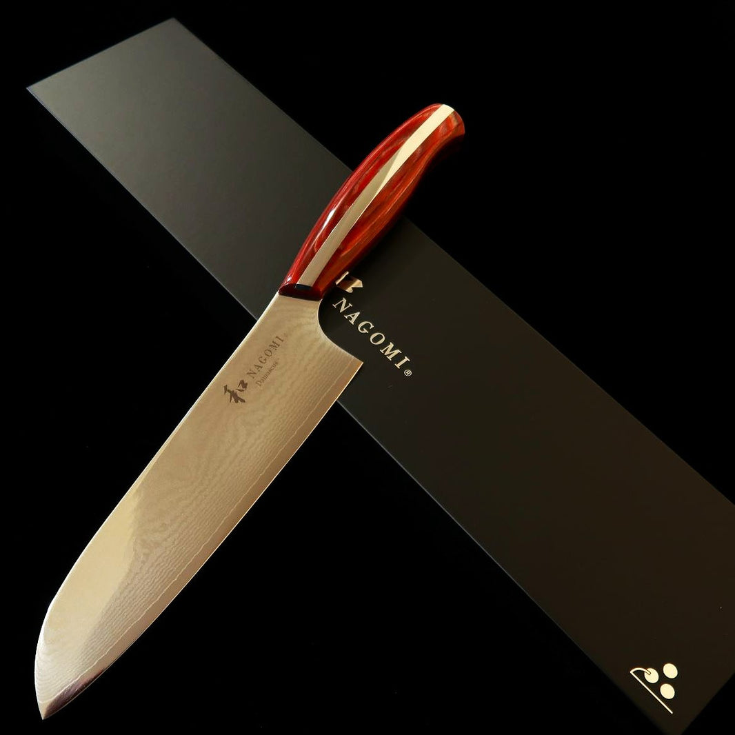 NAGOMI Santoku Damascus Red Handle (180mm)