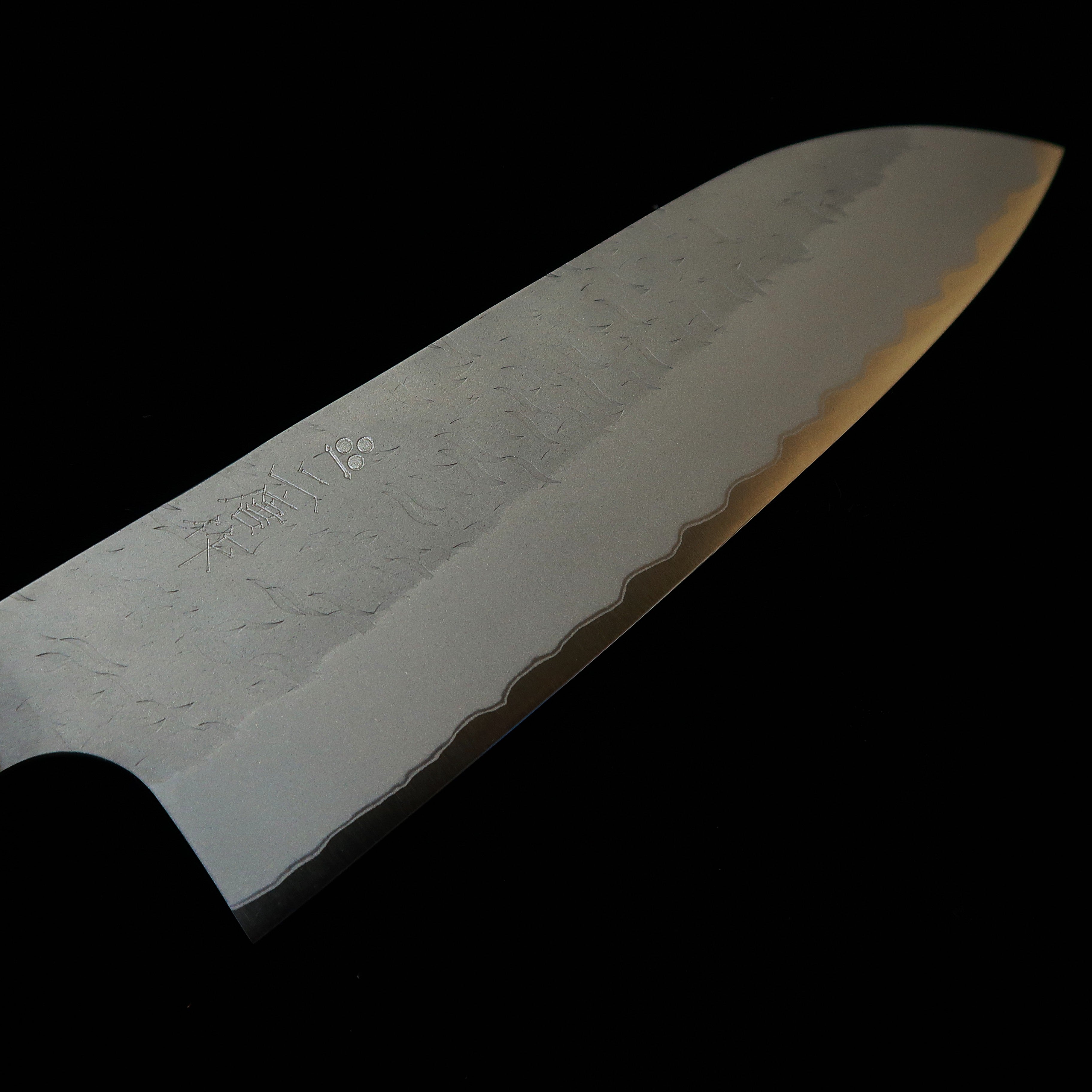 二唐刃物鍛造所 NIGARA 三徳 青紙スーパー 鎚目 ウェンジ八角柄（180mm