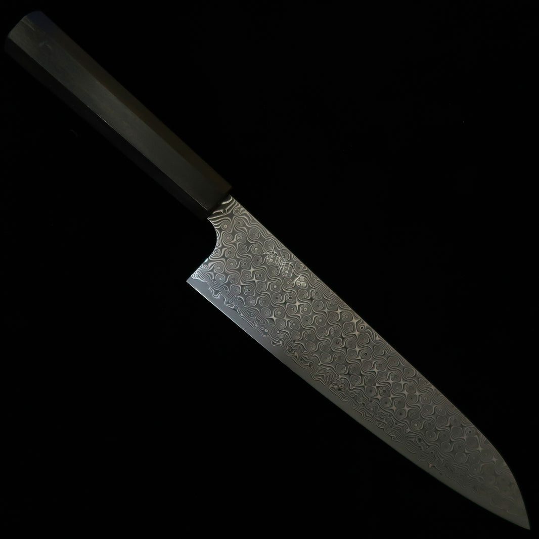 NIGARA NITOU Hamono – Gyuto Anmon SG2, cabo octogonal integral em ébano (210/240 mm)