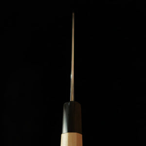 SAKAI KIKUMORI – série Kikugetsu Uzu, santoku acier bleu n°1, damas, manche octogonal en magnolia (180 mm)