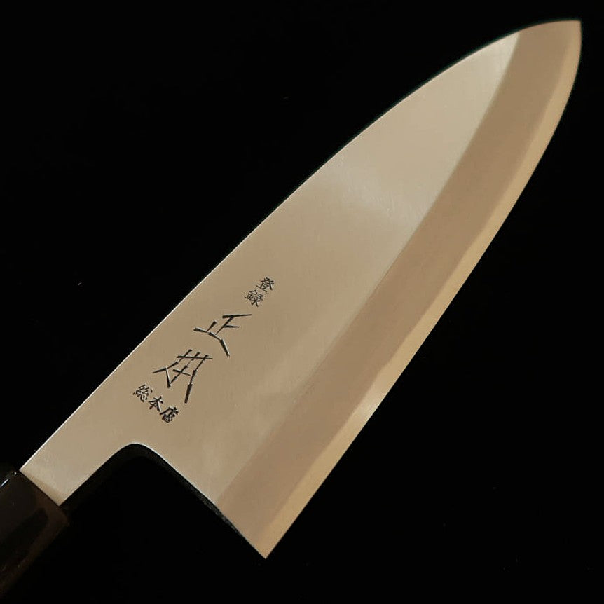 Masamoto Sohonten Deba Acier bleu n°2 Manche octogonal en magnolia (150-210 mm)
