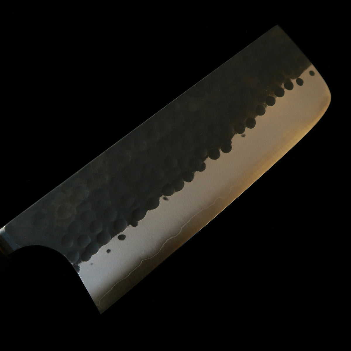 Nakiri MASAKAGE Pebble, Aogami Super, Hammered finish, Black, American Cherry Handle (165mm)