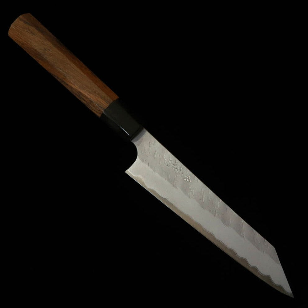 Kiritsuke Petty NIGARA Aogami Super acabado pulido martilleado, mango de teca (95/150 mm)