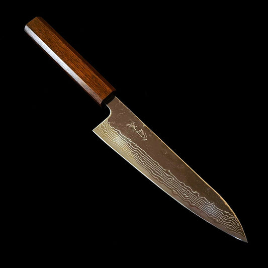 刃道 HADO 翁流  440Ⅽ 鎚目 ダマスカス 黒樫柄 牛刀 (180mm)